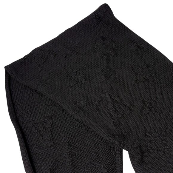 LOUIS VUITTON Vintage Monogram Escharpe Fur Scarf Shawl Black Cashmere [106439] - Picture 5 of 12